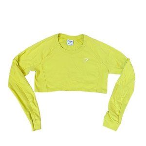 Gymshark Cropped Long Sleeve Women's Training Top Yellow size XS